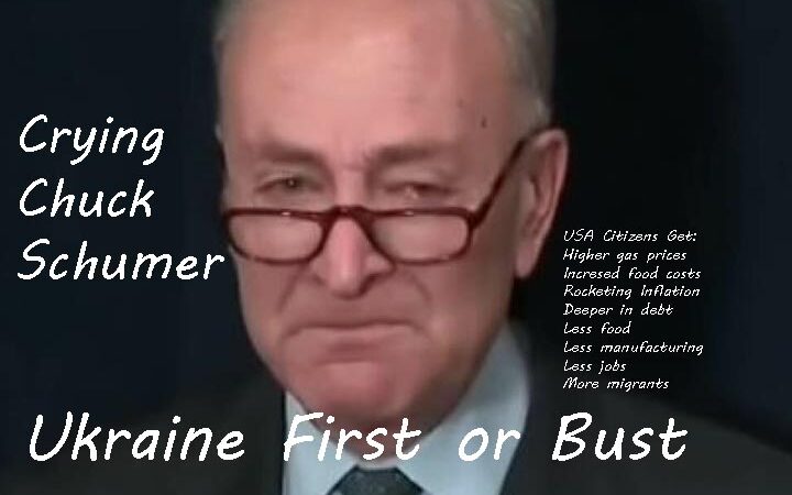 Crying Chuck Schumer Funds Ukraine with more American debt